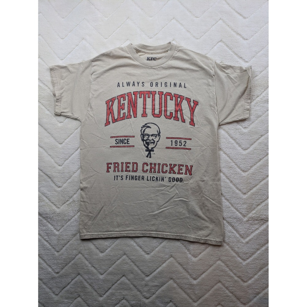 KFC Kentucky Fried Chicken Graphic T-Shirt Tan Mens Medium Colonel Sanders Tee